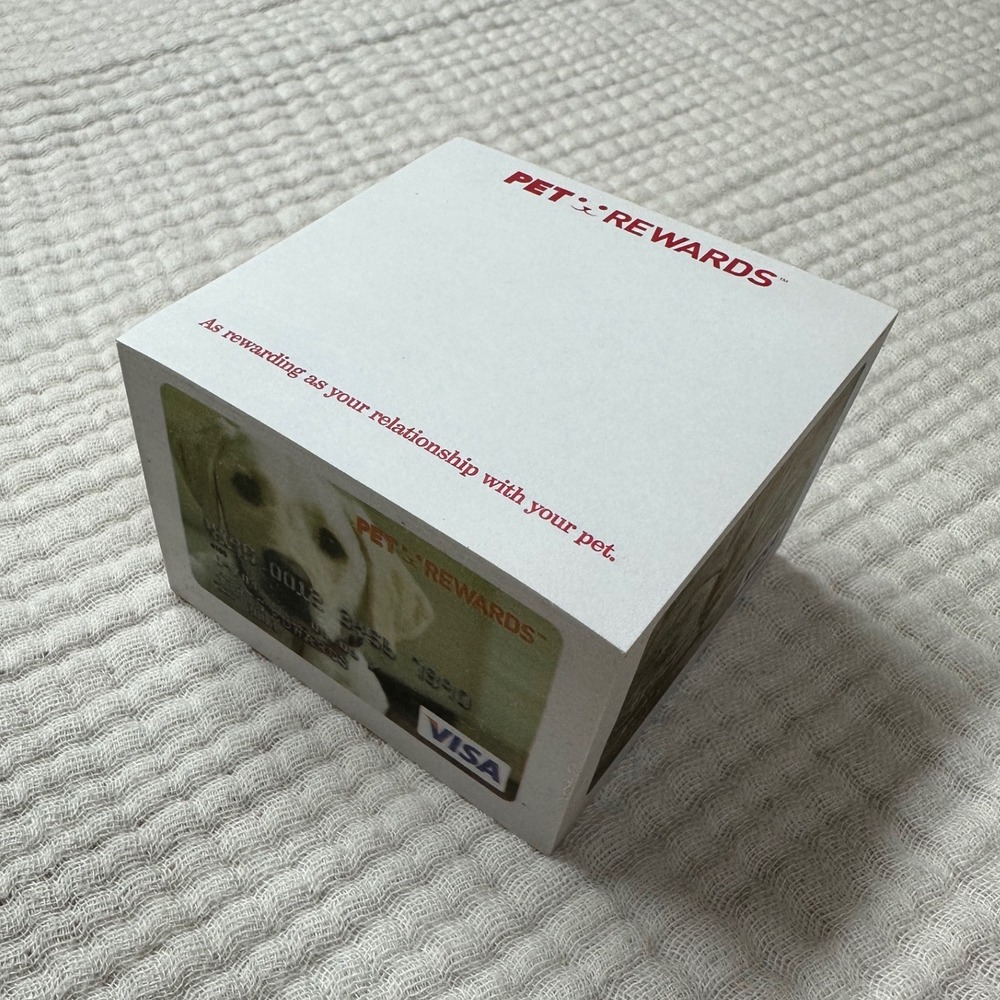 VISA pet rewards card promotional advertising notepad dog cat 3" x 3"